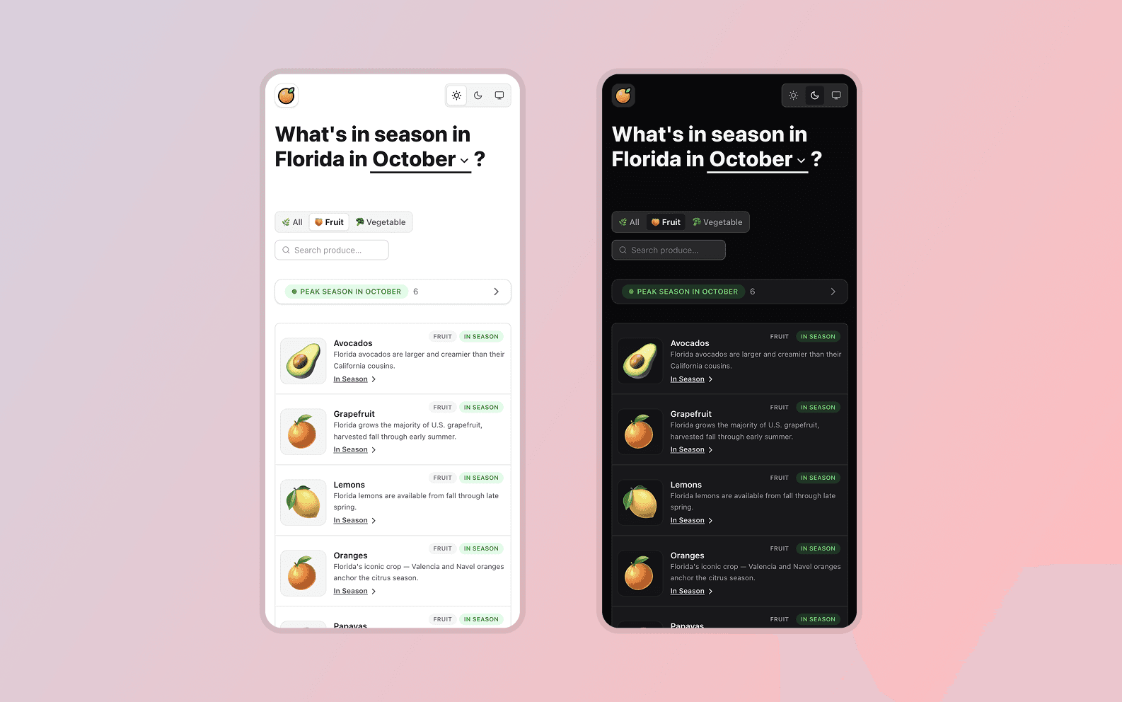 Choose a month and see what produce is in season in Florida