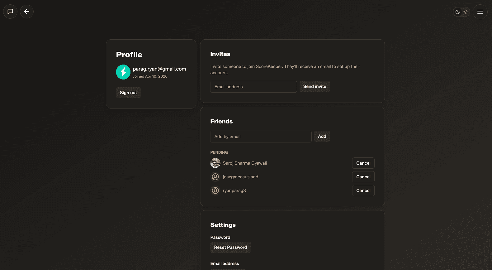 Profile settings and customization options