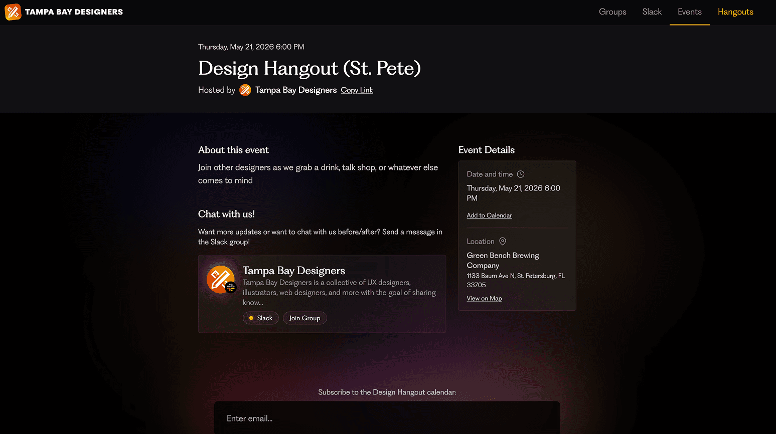 Event page